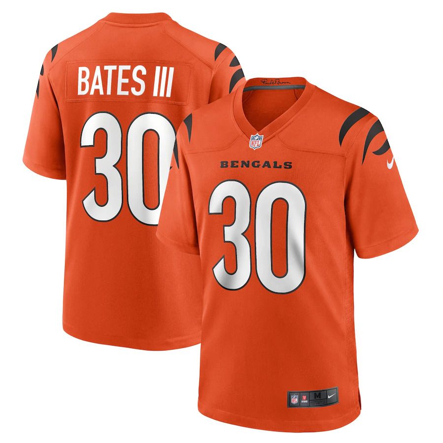 Men Cincinnati Bengals 30 Bates iii Nike Orange Game NFL Jersey